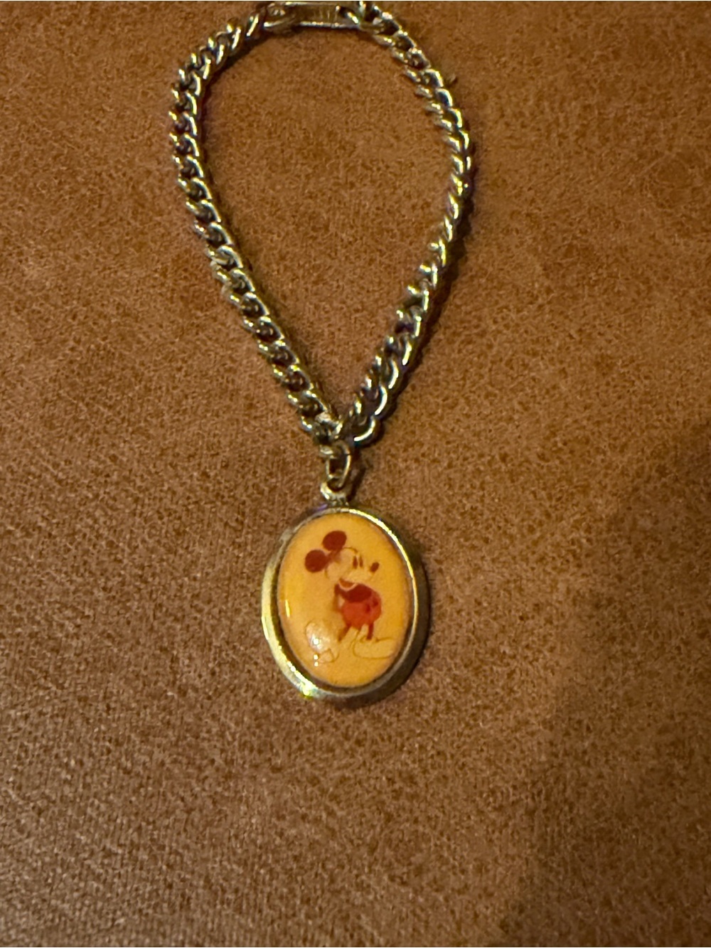Vintage Retro Disney Mickey Mouse Gold-Tone Curb Link Charm Bracelet